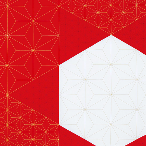 70 ハレ包み 麻の葉亀甲 アカ