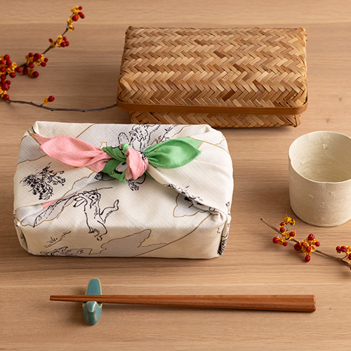 50 鳥獣人物戯画 絵巻 グリーン ピンク