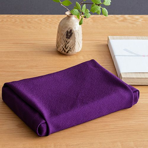 三巾18号 正絹ちりめん 無地風呂敷 ムラサキ | ふろしき むす美 オンライン