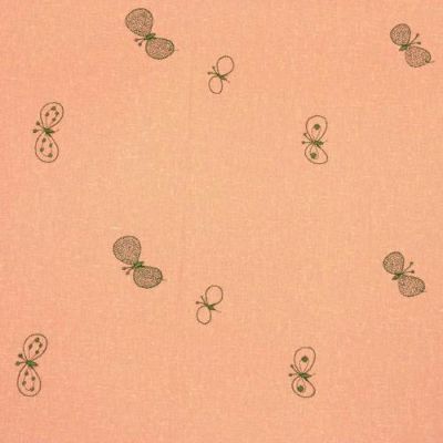 100 ミナペルホネン リネンエンブロL【箱入】choucho サーモンピンク/グリーン
