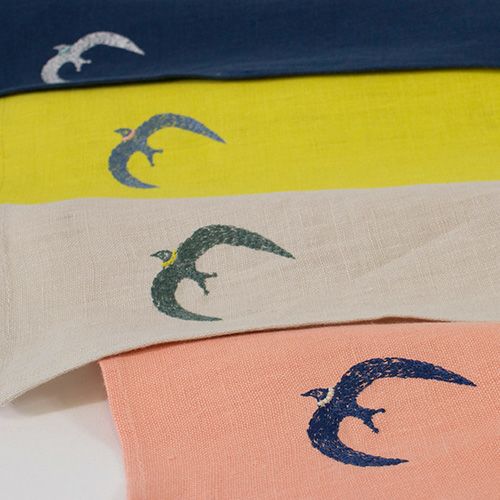 50 ミナ ペルホネン リネン刺繍 go! サーモンピンク | ふろしき むす美