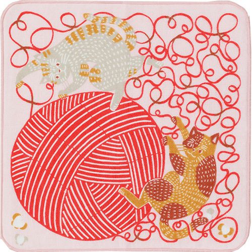 ネコと毛糸 ピンク